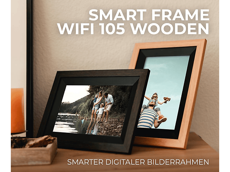 ROLLEI Smart Frame WiFi 105 mit App-Funktion Digitaler Bilderrahmen, 25,53 cm, 1200 x 1920p, Wooden Schwarz