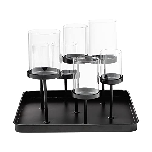 Kerzenhalter Teelichthalter Kerzenständer Windlicht Glas Kerzentablett schwarz