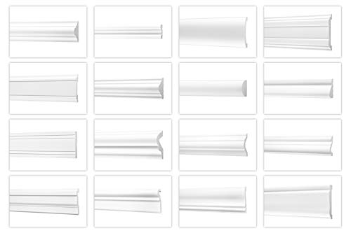 Wandleisten aus Ecopolymer/HDPS - Stuckleisten weiß, leicht und schlagfest - (CM19-20x85mm) Friesprofile Zierprofile Styroporprofile Stuckprofile