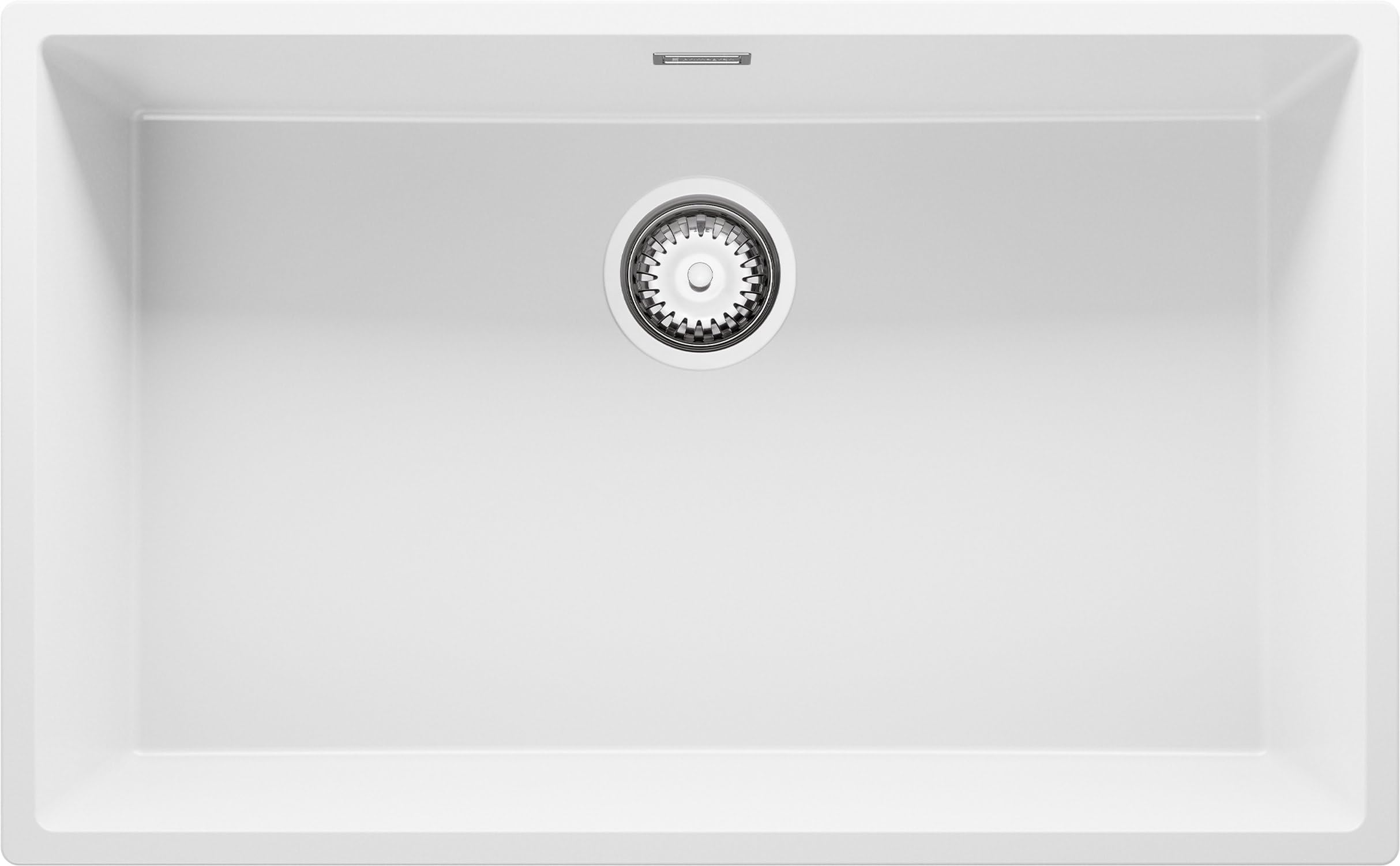 Spülbecken Weiß 75.5 x 45 cm, Granitspüle + Siphon Klassisch, Küchenspüle ab 80er Unterschrank, Einbauspüle von Primagran