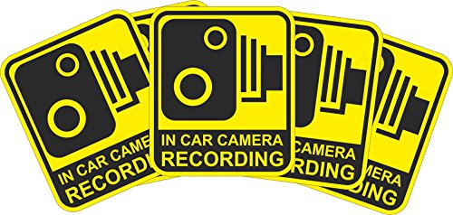 INDIGOS UG - Aufkleber/Sticker - gelb - Warnung Sicherheit - Kamera Dash Cam Aufnahme Dashcam - 115x99 mm - 50 Stück - JDM/Die Cut - CCTV, Auto, Van, Truck, Taxi, Bus