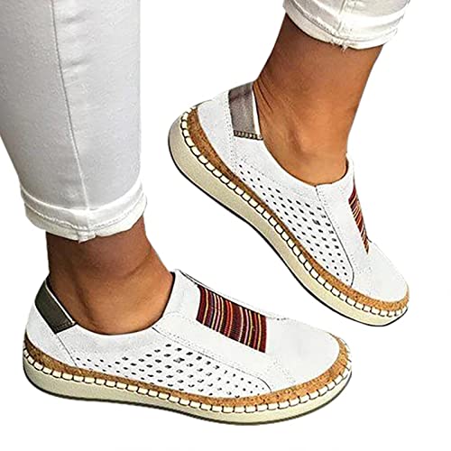 Sneaker für Damen Turnschuhe Walkingschuhe Wanderschuhe Schnürhalbschuhe Freizeitschuhe Sport Freizeit Sneaker Fitness Straßenlaufschuhe Halbschuhe (34, White)