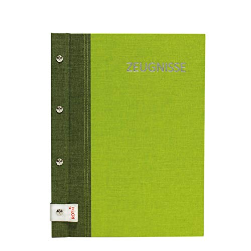 ROTH Zeugnismappe Bicolor mit Buchschrauben - Olive-Green - mit 12 A4 Klarsichthüllen, erweiterbar