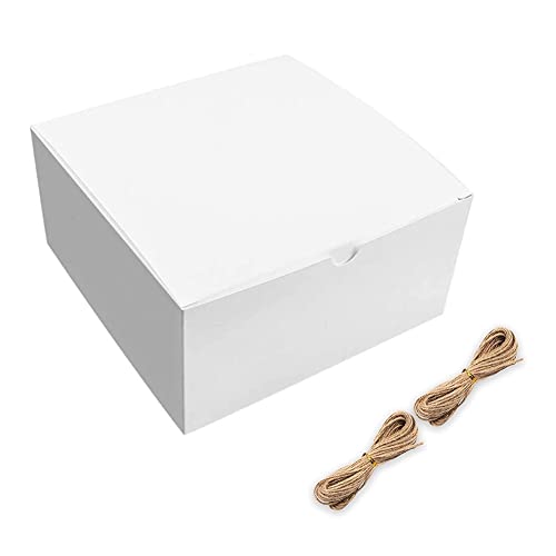 Clyictz Weiße Geschenkboxen, 12 Stück, 20,3 x 20,3 x 10,2 cm, Papier-Geschenkbox mit Deckel für Hochzeitsgeschenk, Brautjungfer-Antragsgeschenk, A