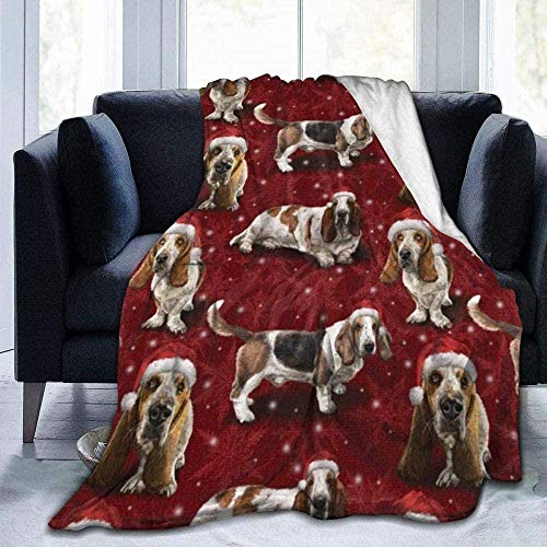 tjxu Weiche und Bequeme leichte Schlafsofa-Decke die ganze Saison über Weihnachtsdecke für Basset Hound Kinder und Erwachsene, die 70 x 100 cm Reisen