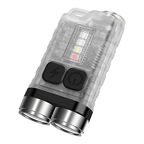 UltraFire Wiederaufladbare Mini LED Taschenlampe 900 Lumen mit UV Rot Blau Licht, Kleine Schlüsselbund Taschenlampe, 10 Modi, USB-C, IP65 Wasserdicht, Magnet