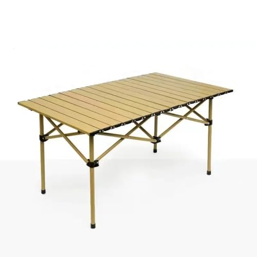 Klapptische und Stühle für den Außenbereich, Grill, Campingtisch, zusammenklappbarer quadratischer Tisch, Picknicktische und Stühle, gelb, 95 x 56 x 50 cm