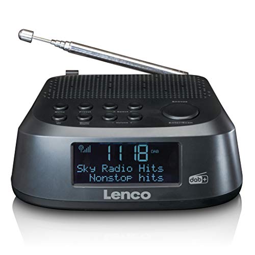 Lenco Radiowecker CR-605 - DAB+ und FM Radio - 2,6“ LCD-Display - 30 Senderspeicher für jeweils DAB+ und FM - Zwei Weckzeiten - Schlummer- und Dimmerfunktion - schwarz