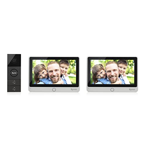 Byron Video-Gegensprechanlage mit zwei 7 Zoll HD Touchscreen 720p (erweiterbar) Videoaufnahmefunktion Nachtsicht RFID-Zugang, DIC-24122