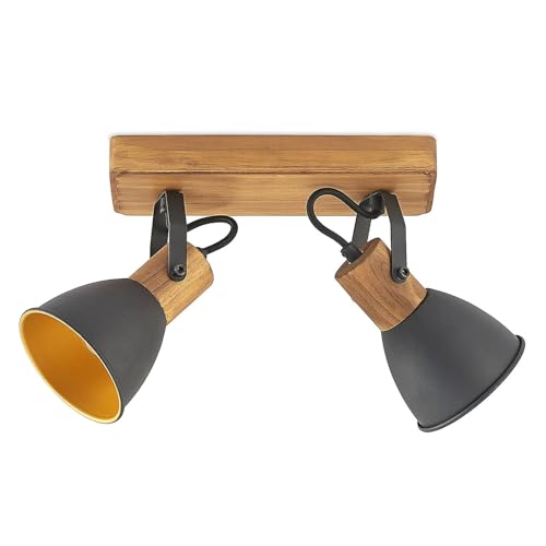 Lindby Strahler 'Merela' (Skandinavisch) in Schwarz aus Holz u.a. für Wohnzimmer & Esszimmer (2 flammig, E14) - Deckenlampe, Deckenleuchte, Lampe, Spot, Wohnzimmerlampe