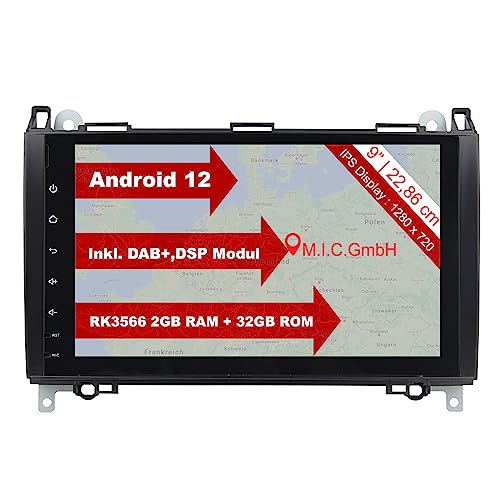 M.I.C. AB9-lite Android 11 Autoradio mit navi RK3566 2G+32G Ersatz für Mercedes Benz A-Klasse W169 B-Klasse W245 Viano Vito W639 Sprinter VW Crafter : DSP DAB BT 5.0 WiFi 2 din 9" IPS Bildschirm USB