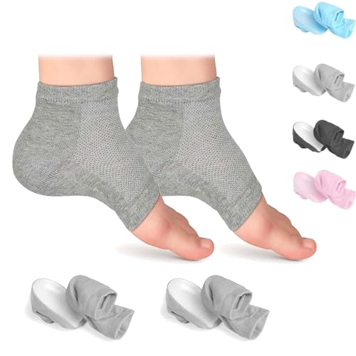 2-Pack Height Max Socks, Height Increase Socks, Invisible Silicone Shoe Lift Heel Pads, Fully Wrapped Inserts Increase Insoles Breathable Socks Soles for Height Insoles, Shoe Insert (G,3.5cm)