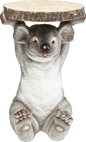 Kare Design Beistelltisch Animal Koala, Ø33cm, kleiner, runder Couchtisch, Holzoptik, Tierfigur als ausgefallener Wohnzimmertisch (H/B/T) 52x35x35cm