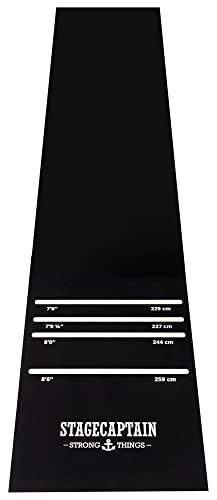 Stagecaptain DM-300 Dart-Bodenschutzmatte - Undurchdringbar für Steel Dart-Pfeile - Mit aufgedruckten Abwurflinien - Schwerer Dartteppich aus Gummi - rutschfest - Länge: 3 m - Schwarz