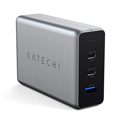 Satechi 100W USB-C PD Kompakt Wandladegerät - Leistungsstarke GaN Tech - Kompatibel mit 2020 MacBook Pro 16 Zoll, 2020 iPad Pro, 2020 iPad Air, 2020 MacBook Air, iPhone 11 Pro Max/11 Pro/11