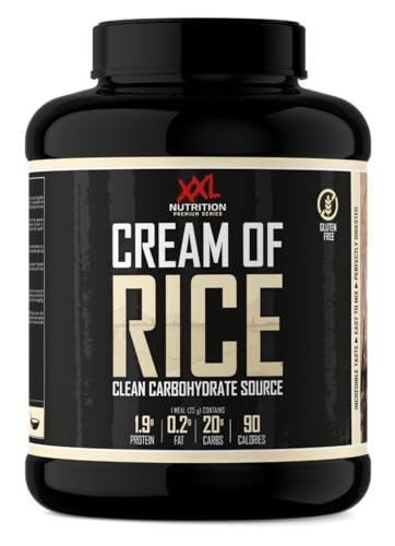 XXL Nutrition - Cream Of Rice - Gesunder Milchreis, Gemahlenes Reismehl, Kalorien- und Fettarm, 20 Gramm Kohlenhydrate pro Portion - Vanilla - 2000 gram