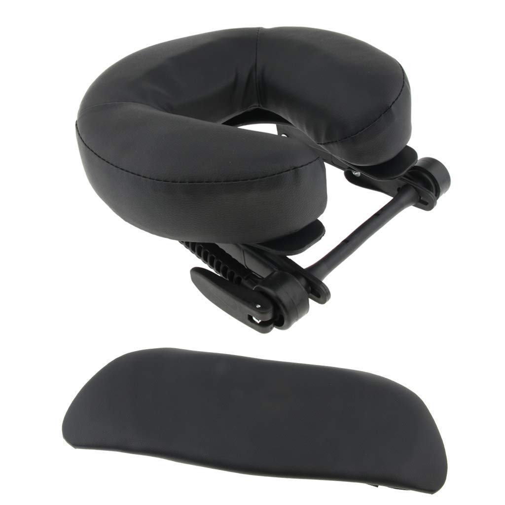 Tubayia U-Form Face Wiege Kissen Kopfpolster Kopfstütze mit Armauflage für Massagebett (Schwarz)