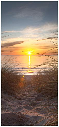 Wallario Selbstklebende Türtapete Sonnenuntergang am Strand - 93 x 205 cm Abwischbar, rückstandsfrei zu entfernen