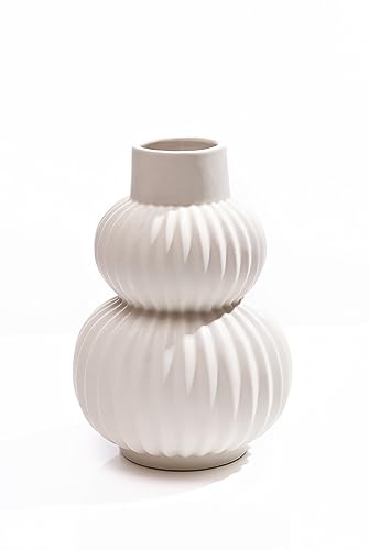 Vase Bubble - Designer-Vase aus Porzellan - Trendy Bubble-Design in Naturweiß - Maße: Höhe 20 cm/Durchmesser 14 cm