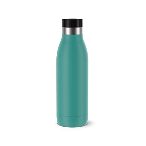 Emsa N31102 Bludrop Color Trinkflasche | 0,5 Liter | 100 % dicht | Quick-Press Verschluss | Ergonomischer 360° Trinkgenuss | 12h warm, 24h kühl | spülmaschinenfest | Edelstahl | Petrol