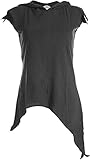 Vishes - Alternative Bekleidung -Pixie Zipfelshirt mit Zipfelkapuze aus Baumwolle schwarz 36