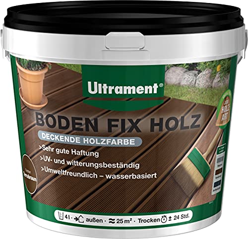 Ultrament Boden Fix Holzfarbe, Bodenfarbe Holz, 4 Liter, Terrabraun