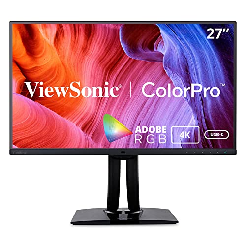 Viewsonic ColorPro VP2785-4K 68,6 cm (27 Zoll) Fotografen Monitor mit Kalibrierfunktion (4K, IPS-Panel, 99% AdobeRGB, PIVOT, HDR10, USB-C, 5 Jahre Austauschservice) Schwarz
