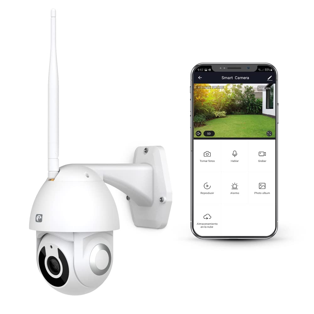 Garza Smart WiFi 360 Grad Smart Outdoor Überwachungskamera, 1080P HD, IP65 wasserdicht, Nachtsicht, Bewegungserkennung, WiFi 2,4 GHz, 1 Stück (1 Stück)