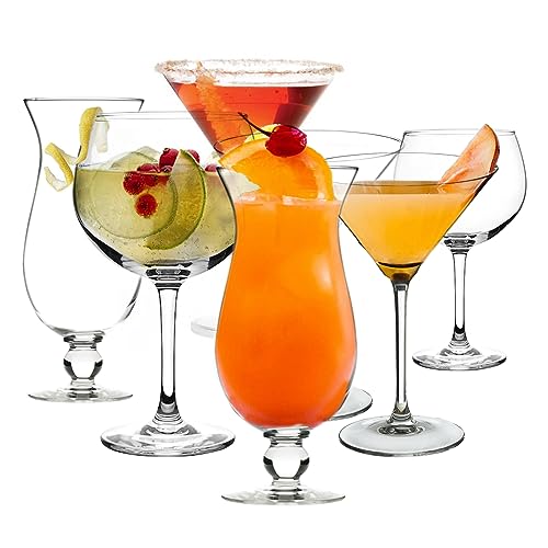 Cocktailgläser Set mit 12 Pina Colada, Martini und Gin & Tonic Gläsern zum Servieren von Cocktails Hoch Hurricane V-förmiger Ballon Mocktail Cocktail Trinken Party Barware Glas-Set Spülmaschinenfest