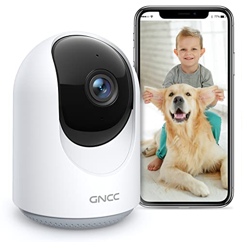 GNCC Kamera Überwachung Innen, Babyphone mit Kamera und App, Haustier Kamera 1080P mit Bewegungs-/Tonerkennung, Verbesserte Nachtsicht, Echtzeitalarm, 2-Wege-Audio, 360 Grad (Manuell Hoch/Runter), P1