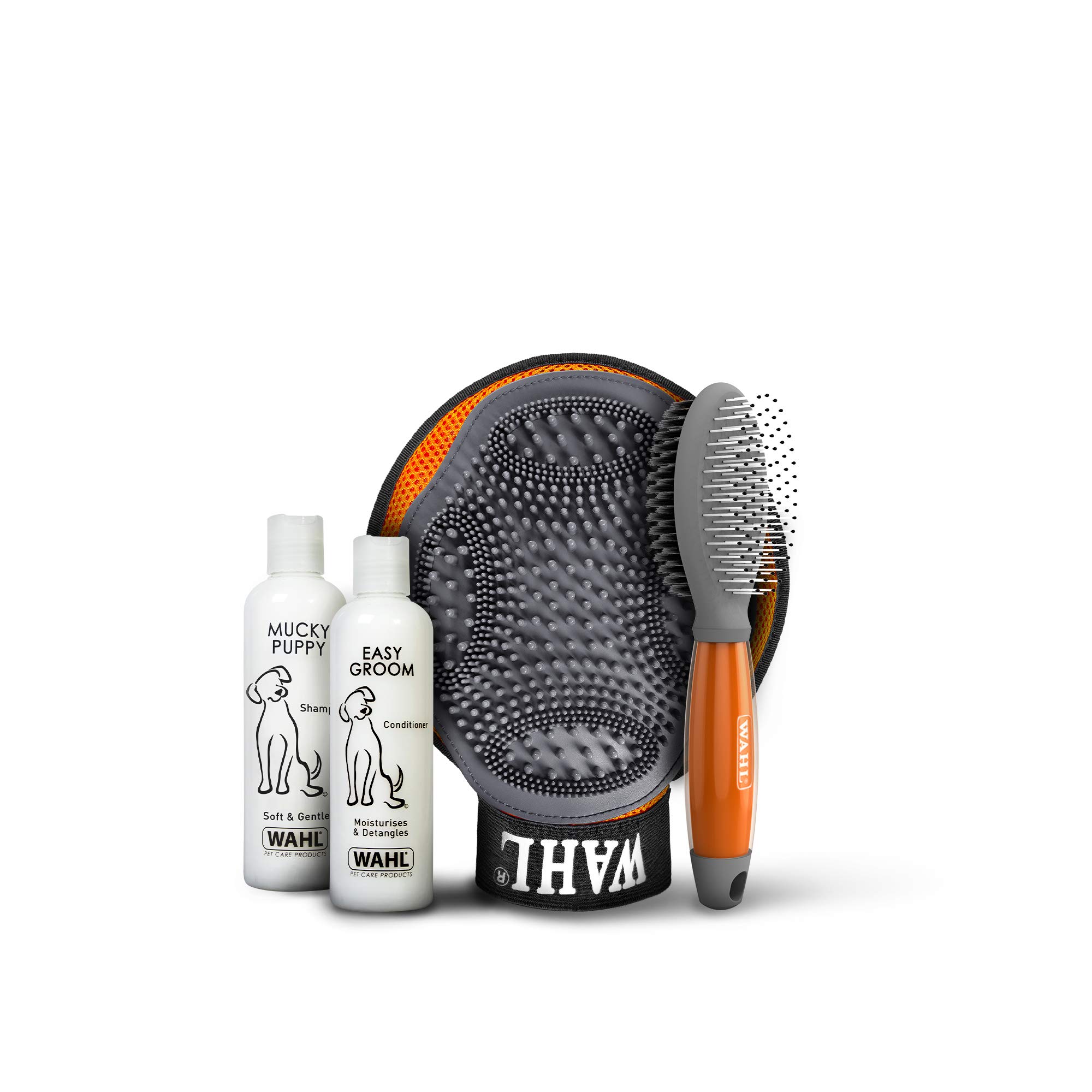 WAHL Puppy Care Kit, Mucky Pup Shampoo, Easy Groom Dog Conditioner, Grooming Glove, Pet Hair Remover Mitt, Double Sided Brush, Detangle Pet Coats, Grooming Pets at Home