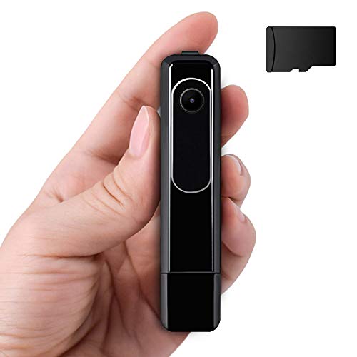 Ehomful Körperkamera HD 1080P tragbare Mini-Spionagekamera, Schwarz mit SD-Karte