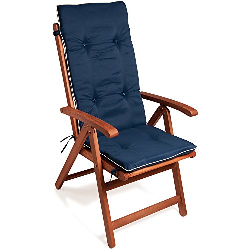 DeTeX® Stuhlauflage Vanamo 6er Set Wasserabweisend Hochlehner Auflage Sitzauflage Stuhlkissen Polsterauflage Blau