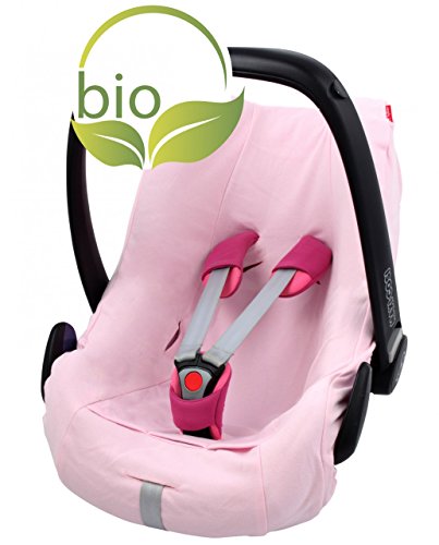 ByBoom - Sommerbezug, Schonbezug für Babyschale aus 100% BIO-Baumwolle, Universal für z.B. Maxi-Cosi, CabrioFix, Pebble, City SPS, Farbe:Rosa
