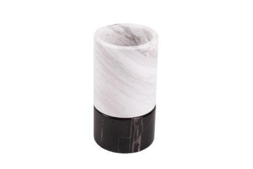 Yuchengstone Marmorvase Natur Vase aus Marmor in modernem Design, 2teilig, schönes Wohnaccessoire, Naturstein, Dekoration (Klein: Ø11cmx20cm, weiß/schwarz)