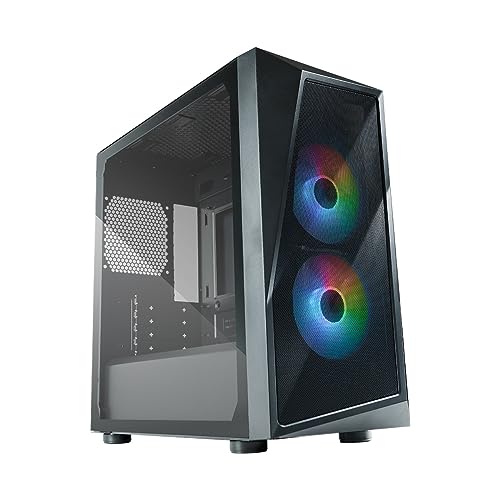 Cooler Master CMP 320 PC-Gehäuse – Mini-Tower-Gehäuse mit 2 x 120-mm-ARGB-Lüftern, Micro-ATX, Seitenwand aus gehärtetem Glas, vielseitiger Kühlung und Komponentenunterstützung, Netzteilabdeckung