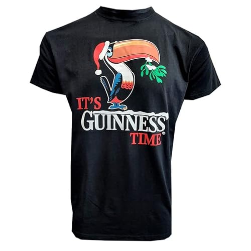 Herren Guinness T-Shirt Tucan Black Tee Baumwolle Rundhals, Schwarz, XL