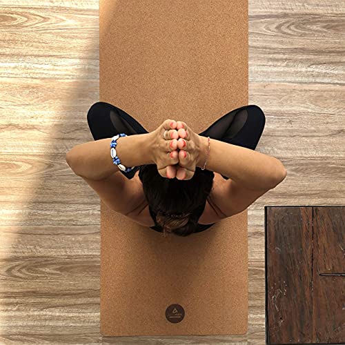 Yogamatte Pro Comfort aus Kork und Kautschuk - extra lang und breit 200x66 cm - rutschfest, nachhaltig & schadstofffrei - Natur