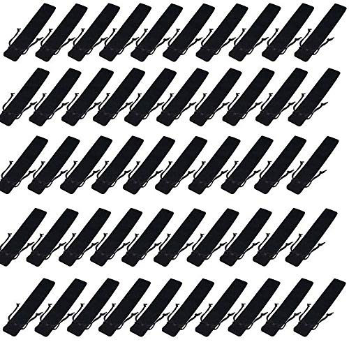BE-TOOL Stifttasche mit Kordelzug, 50 Stück, Samt, quadratisch, schwarz, schmutzabweisend, für Stifte, Bleistifte, Kugelschreiber