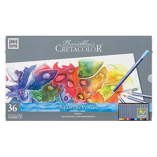 CRETACOLOR Marino | Aquarellierbare Künstlerstifte | Besonders Lichtecht | 36 Farben