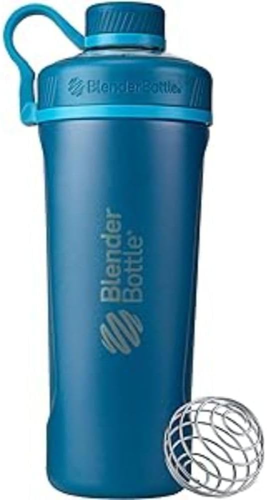BlenderBottle Radian Edelstahl Trinkflasche, Thermoflasche mit BlenderBall, geeignet als Wasserflasche, Protein Shaker und Fitness Shaker, BPA frei, Doppelwandig, Vakuum isoliert - Ocean Blue