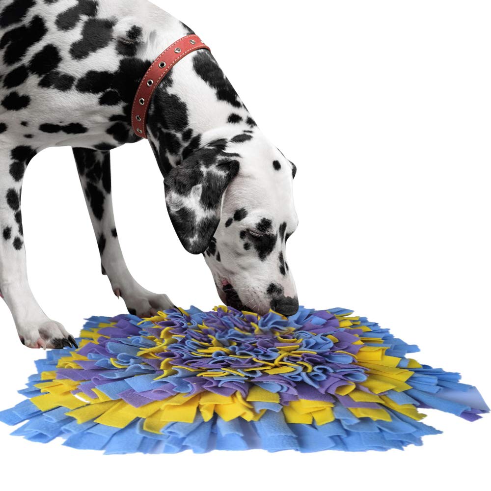 IEUUMLER Schnüffelteppich Hund Riechen Trainieren Schnüffeldecke Futtermatte Trainingsmatte für Haustier Hunde Katzen IE075 (45x45cm, Blue & Yellow & Purple)