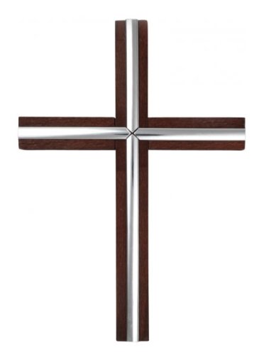 MaMeMi Holzkreuz Fichte braun gebeizt mit Silberstäben * 20 cm