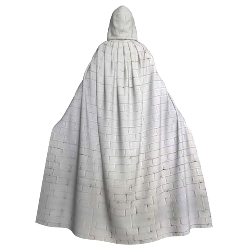 JBYJBX Old White Brick Wall Print Halloween Unisex Length Hooded Robe Christmas Cloak Vampire Witch Cape Cosplay Costume