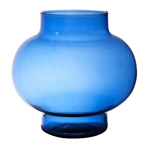 INNA-Glas Kugelige Glas Vase RAINIERO, recycelt, blau-klar, 23 cm, Ø 23 cm - Farbige Vase