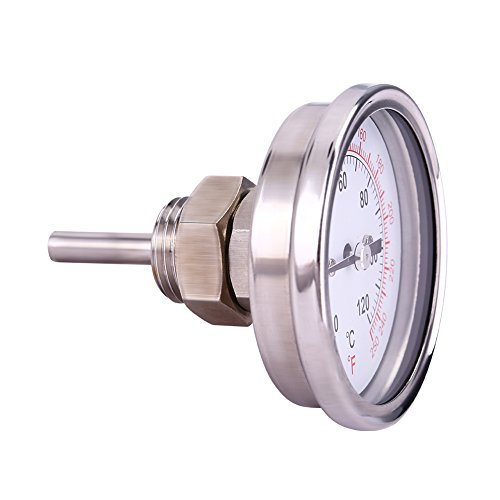 Lazmin BBQ Thermometer, Edelstahl 0 0-120 BBQ Grill Raucher Thermometer, Temperatur Meter Tester Monitor mit Gewinde und Flügelmutter