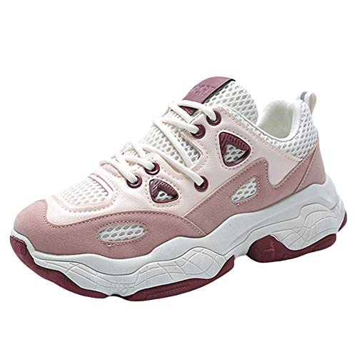 Laufschuhe Damen Turnschuhe Freizeit Sneaker Dämpfung Leichte rutschfeste Atmungsaktive Sportschuhe Fitness Schuhe Pink 36 EU