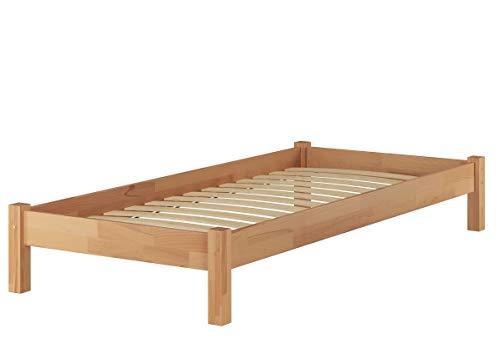 Erst-Holz® Buche-Bett Futonbett Einzelbett 90x200 Massivholzbett Natur Rollrost 60.84-09FL