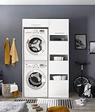 respekta Waschmaschinenschrank Trockner Schrank Wäscheschrank 117 cm Weiß Clara