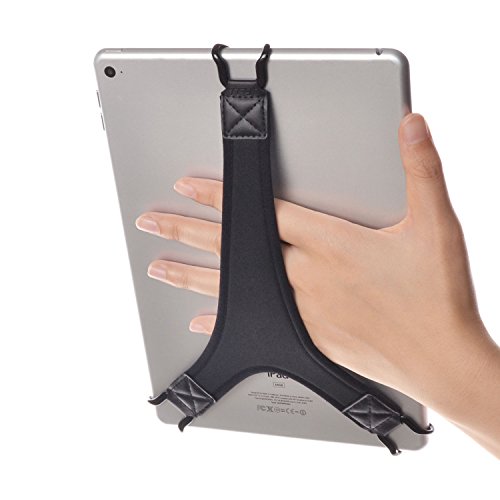 TFY Sicherheits-Handschlaufe, Fingergriff für Tablets, kompatibel mit iPad Air/iPad Pro 9,7 Zoll / Samsung Galaxy Tab 10,1 Zoll / Tab 4 10,1 Zoll / Tab Pro 10,1 Zoll / Tab S 10,5 (schwarz)